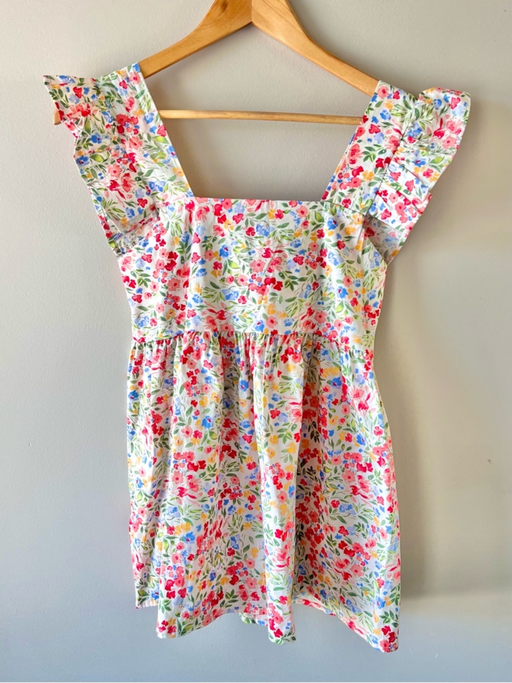 Lovely Melody Floral Ruffle-Sleeve Baby Doll Tank Women's Size Small - Festival